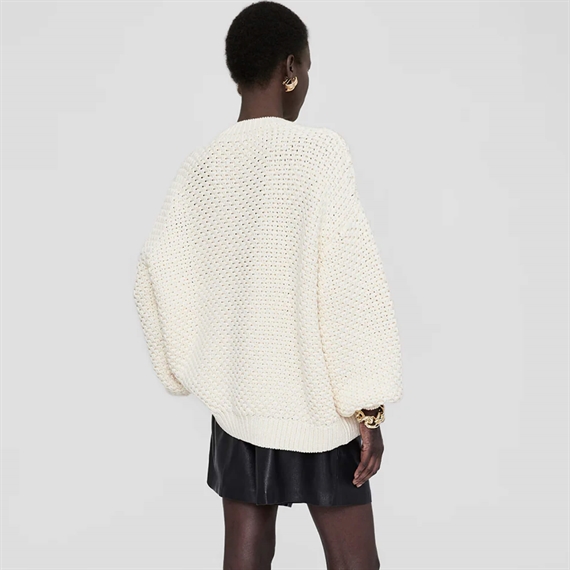 Anine Bing Sydney Crew Sweater, Ivory Crochet